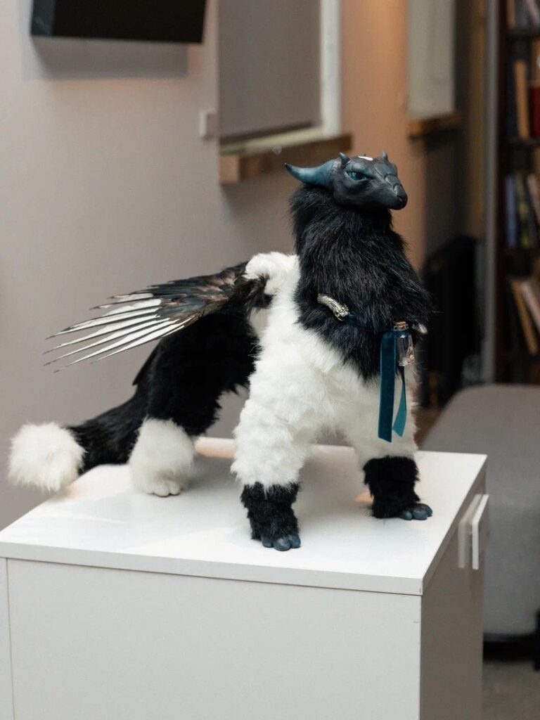 Handmade poseable fantasy dragon art doll with wings
