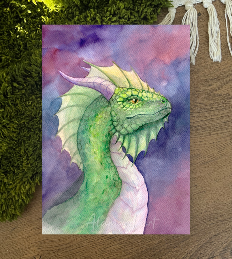 Print – Green dragon portrait