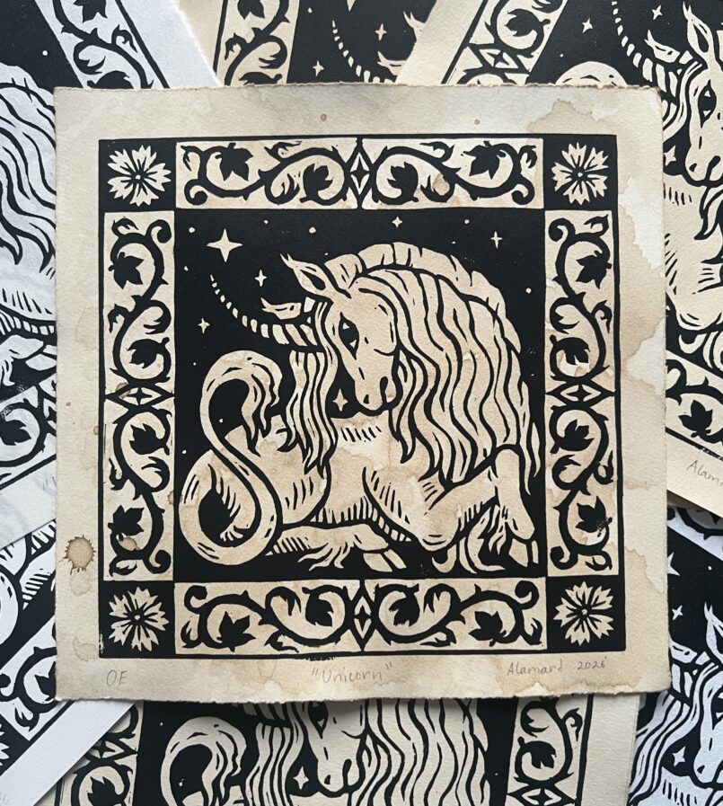 Linoprint – Unicorn