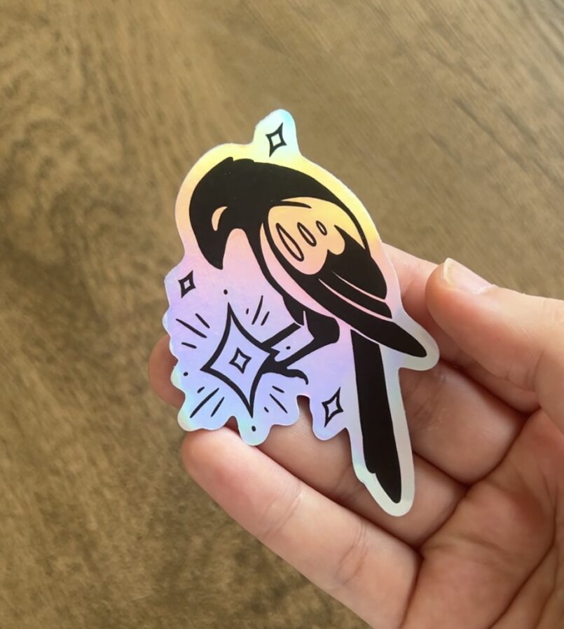 Sticker – holographic magpie