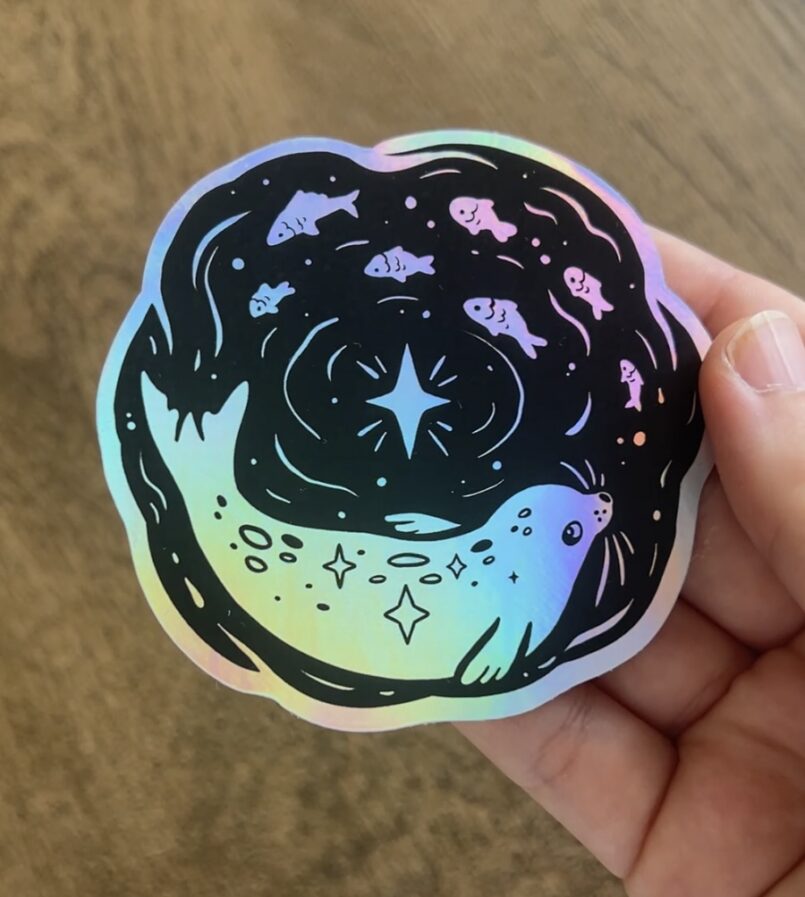 Sticker – holographic seal with fish