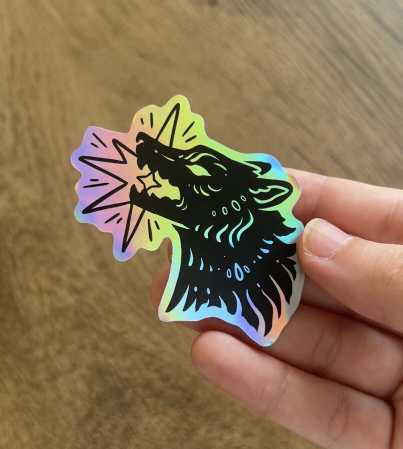Sticker – holographic wolf